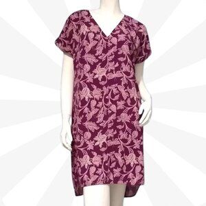 A.n.d Eawy Asymmetric V Neck Floral Knee Length Pullover Shift Knit Dress Size S